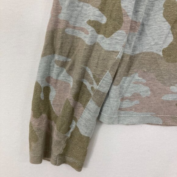 ZADIG & VOLTAIRE Small Green Willy Lin Camo Crewneck Long-Sleeve Linen Top - Picture 5 of 12